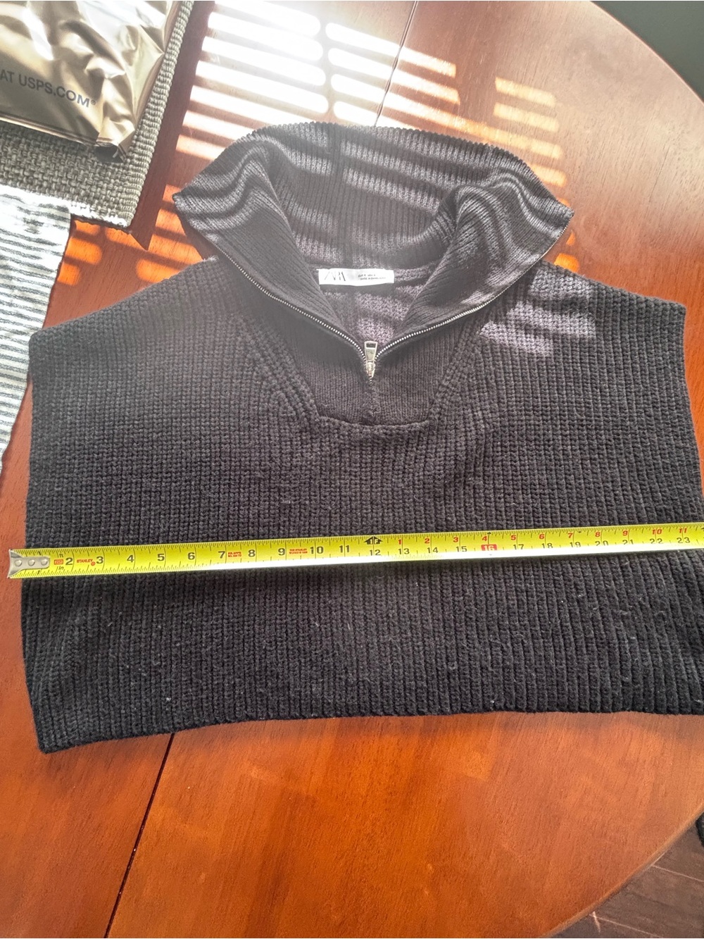 Zara Black Cropped Half-Zip Knit Sweater Vest | Size Small - Picture 11 of 12